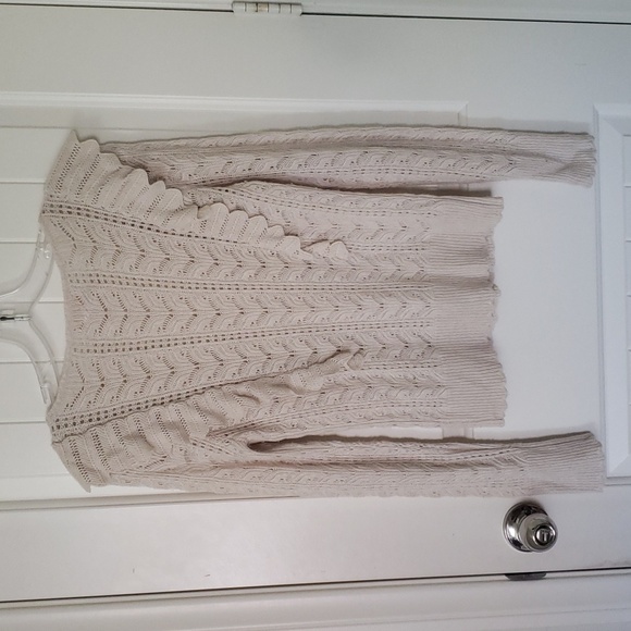 Rachel Parcell Pointelle Open Knit Ruffle Sweater Wool Alpaca Blend Size S - Picture 8 of 10